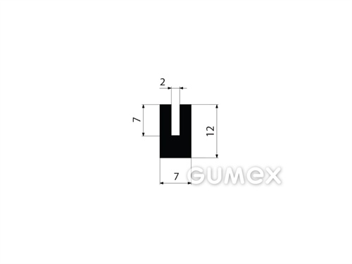 "U" Gummiprofil, 12x7/2mm, 60°ShA, NBR, -40°C/+70°C, schwarz, 